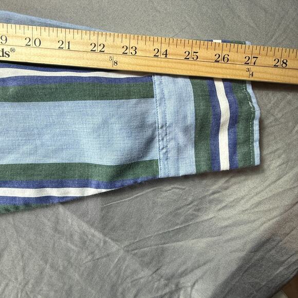 Vintage Wrangler Western Pearl Snap Shirt Mens XLT Tall Vertical Striped Green - Picture 6 of 14